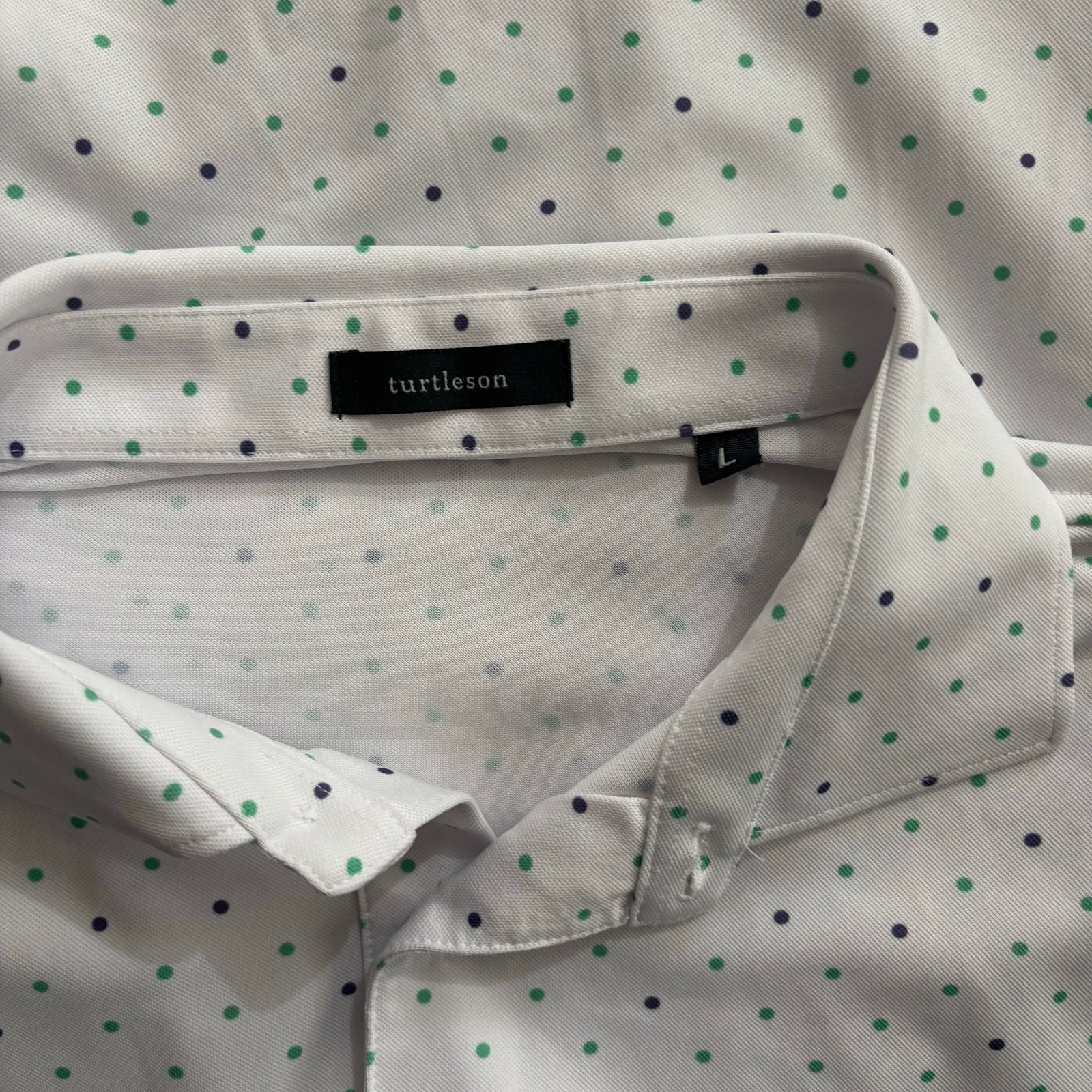 Turtleson Purple Green Polka Dot Golf Polo Shirt Large Performance